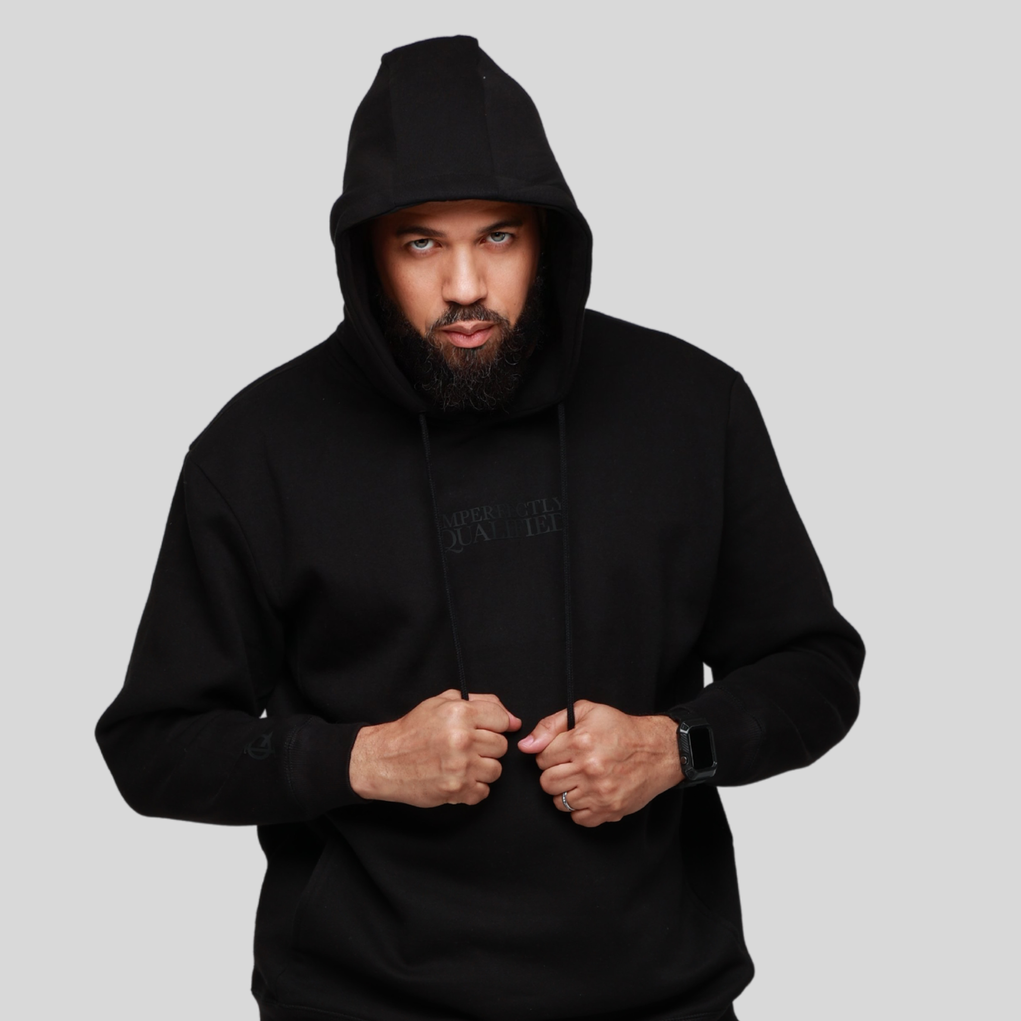 Unisex blackout hooded sweatshirt